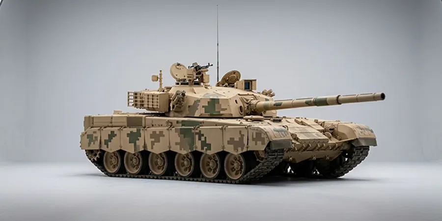 Al-Khalid-1 Main Battle Tank with 125mm smoothbore gun manufactured by Margalla Heavy Industries Limited Pakistan front view